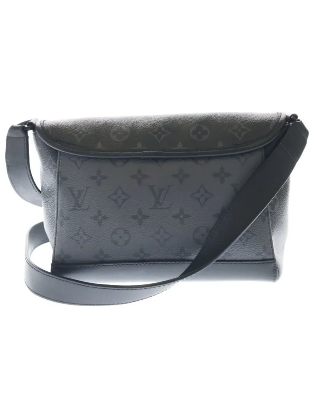 Louis Vuitton Monogram Eclipse Pulse Messenger Shoulder Bag Black Gray Leather
